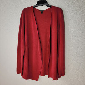 NWOT $398 Eileen Fisher Red Saffron Silk Cotton Interlock Angle Front Jacket XL
